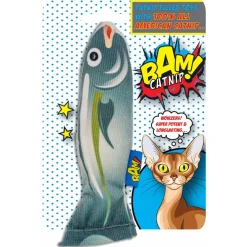 Bam! Catnip Vis - Kattenspeelgoed - 16 cm Grijs per stuk