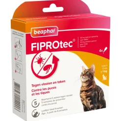 Beaphar Fiprotec Cat - Anti vlooien en tekenmiddel - 3+1 pip >1kg