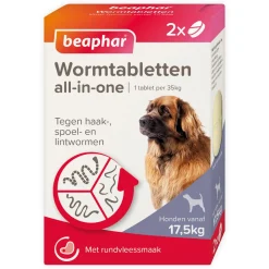 Beaphar Wormtablet All In One Hond - Anti wormenmiddel - Rund 2 tab 17.5 Tot 70 Kg