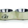 Beeztees Dubbele Voerbak Cat 2x160ml - Kattenvoerbak - 26.5x15 cm Beige