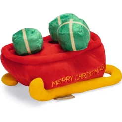 Beeztees Hide And Seek Kerstslee - Hondenspeelgoed - 23x12 cm Rood