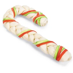 Beeztees Kerst Braided Rawhide Cane - Hondensnacks - 1 stuk