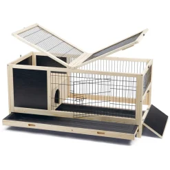 Beeztees Konijnenkooi Jez - Dierenverblijf - 116x54x55.5 cm Zwart Blank