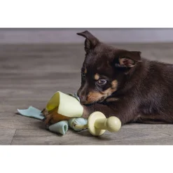 Beeztees Puppy Fopspeen Fleece - Hondenspeelgoed - 37x6x6 cm Multi-Color Geel