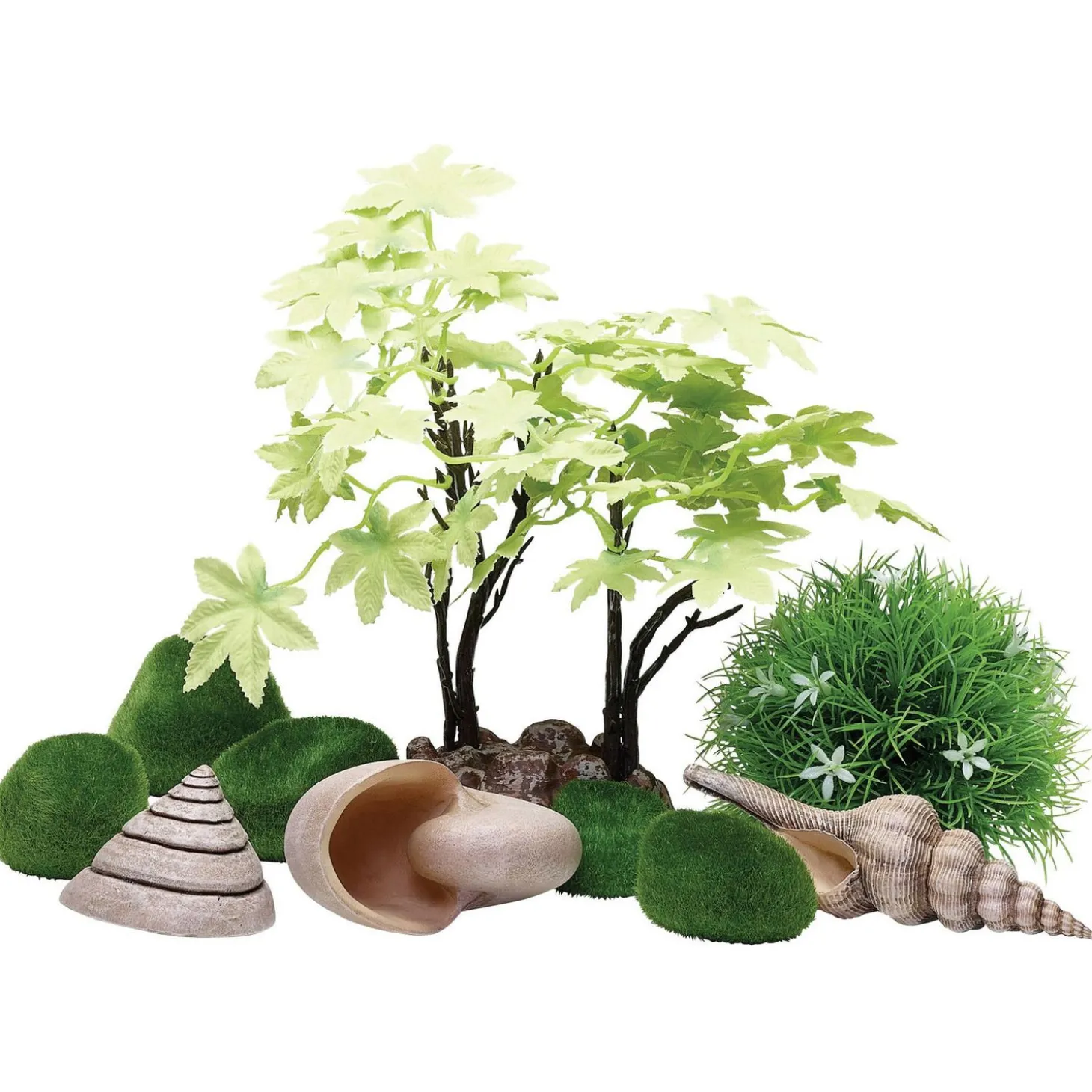 Biorb Decor Set Zomer - Aquarium - Ornament - Groen Lichtroze Beige