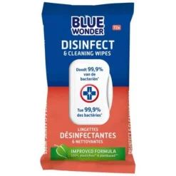 Blue Wonder Desinfectie Doekjes - Schoonmaakmiddelen - 72 stuks
