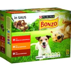 Bonzo Vitafit Multipack In Saus - Hondenvoer - Rund Kip Lam 12x100 g In Saus