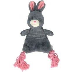 Bunny Puppy Crunchy Rope - Hondenspeelgoed - 41x13x5 cm Grijs Pink