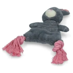 Bunny Puppy Crunchy Rope - Hondenspeelgoed - 41x13x5 cm Grijs Pink