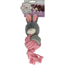 Bunny Puppy Ropey Ball - Hondenspeelgoed - 38x13x9 cm Grijs Pink