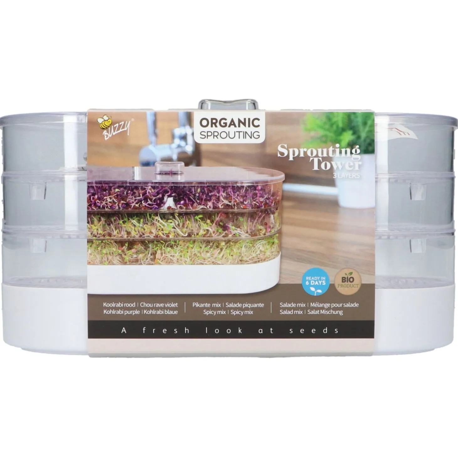 Buzzy Organic Sprouting Tower 3 Laags Bio - Groentezaden - 3 stuks