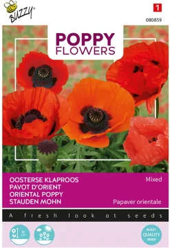 Buzzy Poppy Flowers - Oosterse Klaproos Gemengd - Bloemenzaden - 150 mg