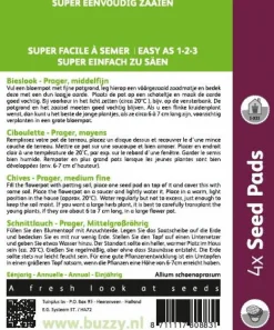 Buzzy Seedpads Bieslook Prager 4x 8cm - Kruidenzaden -