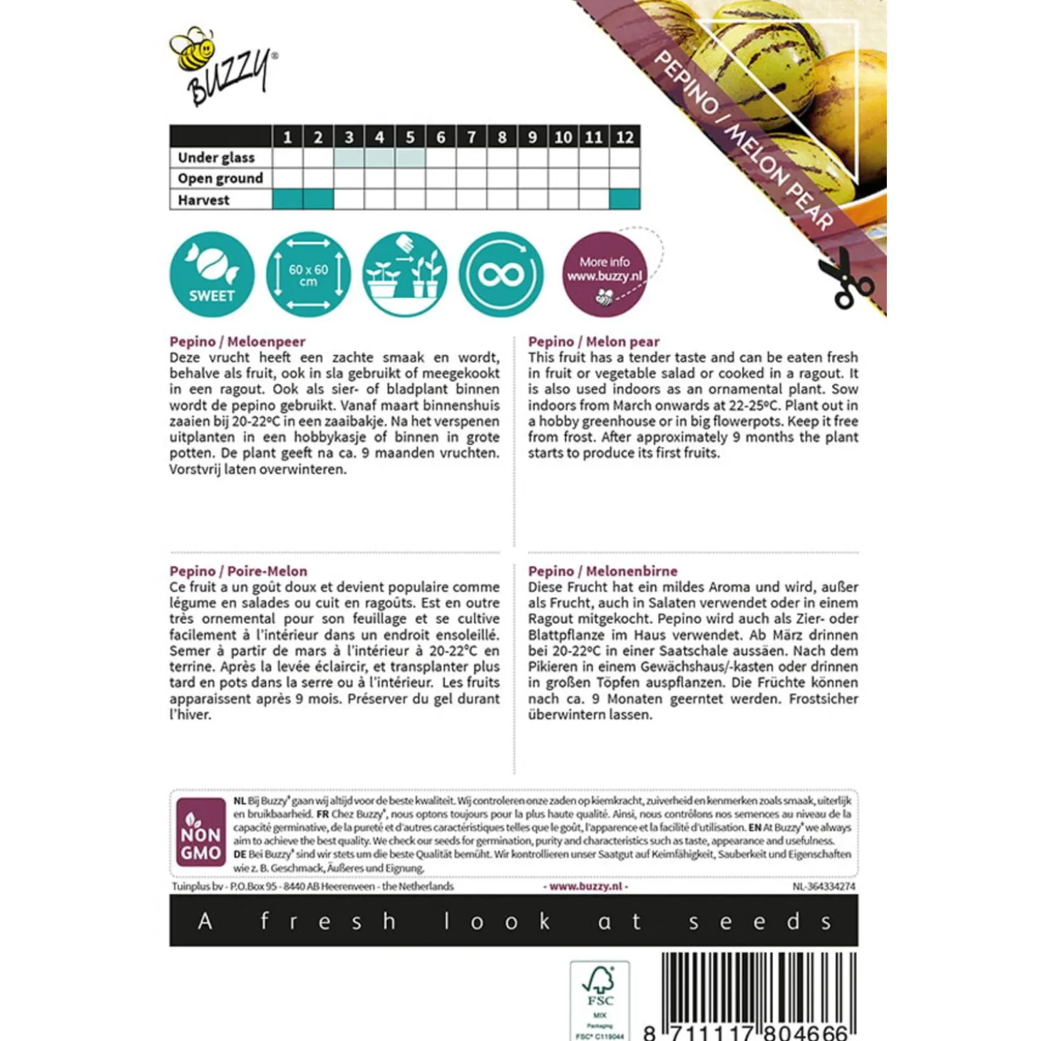 Buzzy Xotica Pepino - Meloenpeer - Exotische zaden - 4 g 15 stuks