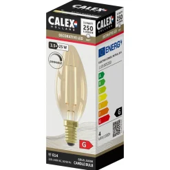 Calex Led Kaars Goud Straight Filament E14 3.5w 250lm - Lichtbron -