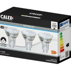 Calex Led Smd Gu10 Glas 2.8w 230lm 2700k - 3 Pack - Lichtbron - Warm Wit 1 stuk