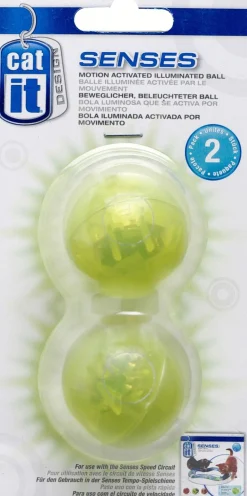 Catit Senses Lichtgevende Bal - Kattenspeelgoed - Groen 2 stuks