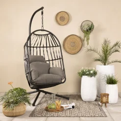 Decoris Hangstoel Nida Inklapbaar - Tuinmeubelen - ø95x198 cm Grijs
