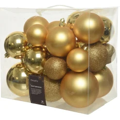 Decoris Kerstballen - Kerstboomversiering - Goud 26 stuks 3 Assortiment
