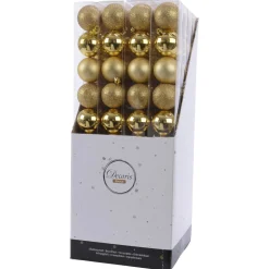 Decoris Kerstballen Kunststof - Kerstboomversiering - Ø6 cm Goud 10 stuks