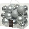 Decoris Kerstballen Mix - Kerstboomversiering - Zilver 26 stuks 3 Assortiment