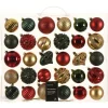 Decoris Kerstballen Mix - Kerstboomversiering - Goud Groen Rood 30 stuks 4 Assortiment