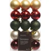 Decoris Kerstballen Mix - Kerstboomversiering - Ø6 cm Goud Groen Rood 30 stuks 5 Assortiment