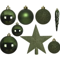 Decoris Kerstboomdecoratie - Kerstboomversiering - Ø8 cm Groen 33 33-Delig