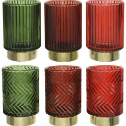 Decoris Theelichthouder - Kerstversiering - Ø8.50x13 cm Assorti