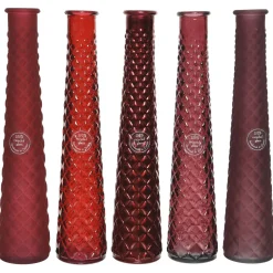 Decoris Vaas Recycled Glas - Kerstversiering - Ø7x32 cm Rood