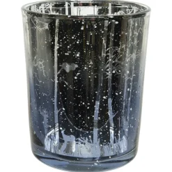 Decoris Windlicht Sneeuw - Kerstversiering - Ø12x20 cm Blauw