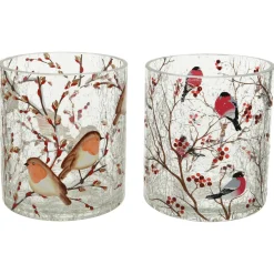 Decoris Windlicht Vogels - Decoratie - Ø9x10 cm Transparant