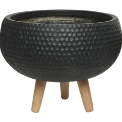 Decoris Zoe Bloempot Op Poten Zwart - Buitenpot