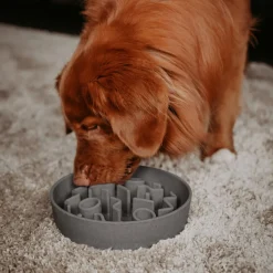 District 70 Bamboo Dog Slow Feeder - Hondenvoerbak - Ø21 cm Grijs