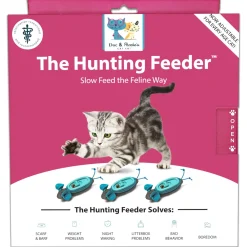 Doc & Phoebe's Indoor Hunting Cat Feeder - Kattenvoerbak - 23x20x5.3 cm Grijs Blauw