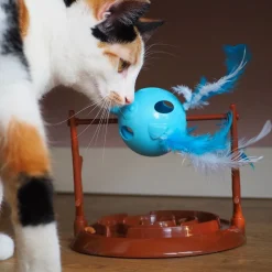 Doc & Phoebe's Twirly Bird Snacker - Kattenspeelgoed - 22.5x18x9.5 cm Blauw One Size