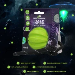 Dog Comets Ball Hale-Bopp Met Touw - Hondenspeelgoed - Groen