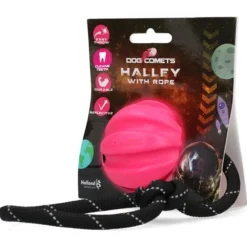 Dog Comets Ball Halley Met Touw - Hondenspeelgoed - Pink