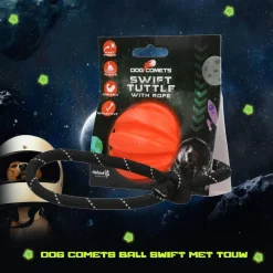 Dog Comets Ball Swift Tuttle Met Touw - Hondenspeelgoed - Oranje