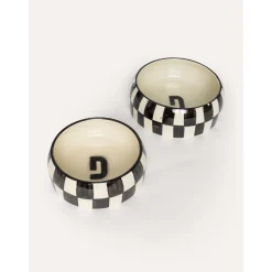 Dogguo Block Dogbowl - Voer & Drinkbak - Ø17x7 cm Beige Zwart S