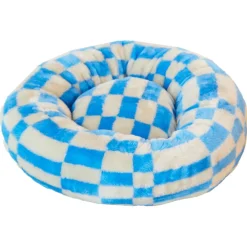 Dogguo Block Round Bed Blauw&Beige - Hondenmatras