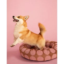 Dogguo Dot Round Bed - Hondenmatras - 75x75x25 cm Mokka Pink M