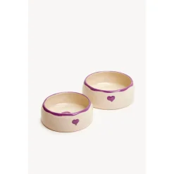 Dogguo Heart Dogbowl Paars&Beige - Hondenvoerbak