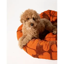 Dogguo Heart Round Bed - Hondenmatras - 75x75x25 cm Bruin Oranje M