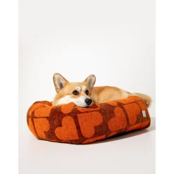 Dogguo Heart Round Bed - Hondenmatras - 75x75x25 cm Bruin Oranje M