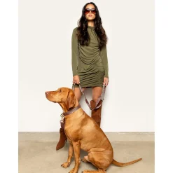 Dogguo Retro Wave Collar - Hondenhalsband - Ø23 cm Groen Pink S