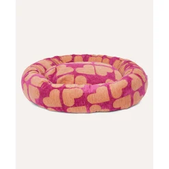 Dogguo Retro Wave Round Bed - Hondenmatras - 55x55x20 cm Magenta Abrikoos S