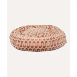 Dogguo Retro Wave Round Bed - Hondenmatras - 75x75x25 cm Beige Bruin M