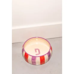 Dogguo Stripe Dogbowl Paars&Rood&Beige - Hondenvoerbak