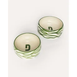 Dogguo Zebra Dogbowl - Hondenvoerbak - Ø17x7 cm Beige Groen S